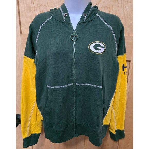 Tommy Hilfiger Packers 1985 Hoodie Jacket Green/Yellow Full Zip - Picture 1 of 9